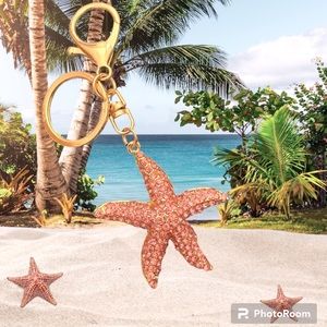 Pink Rhinestone Starfish Keychain/Bag Charm